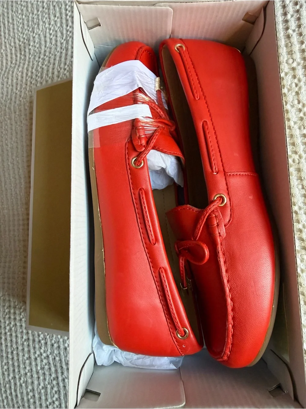 Michael Kors Coral Leather Bow Moccasin